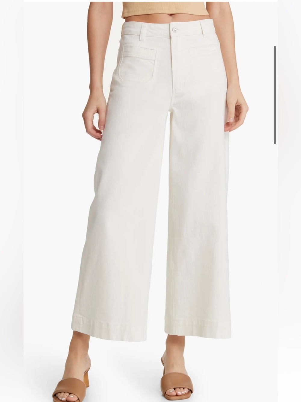PAIGE Harper High-Rise Crop Wide Leg Jeans, White